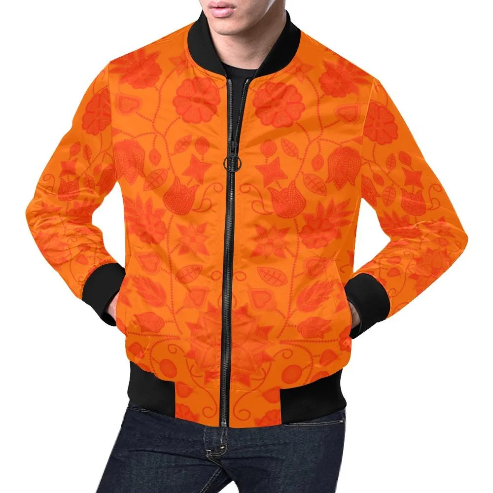 Floral Beadwork Real Orange Bring Them Home Bomber Jacket for Men