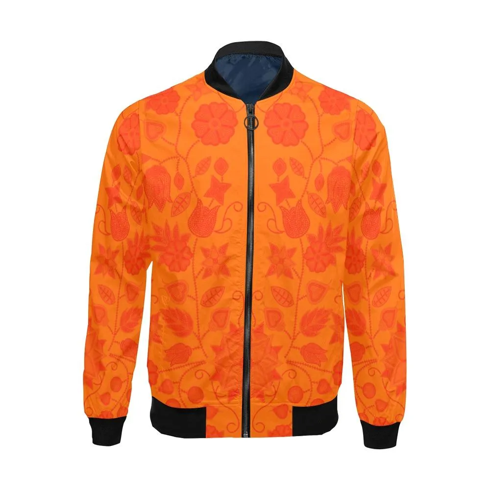 Floral Beadwork Real Orange Bring Them Home Bomber Jacket for Men