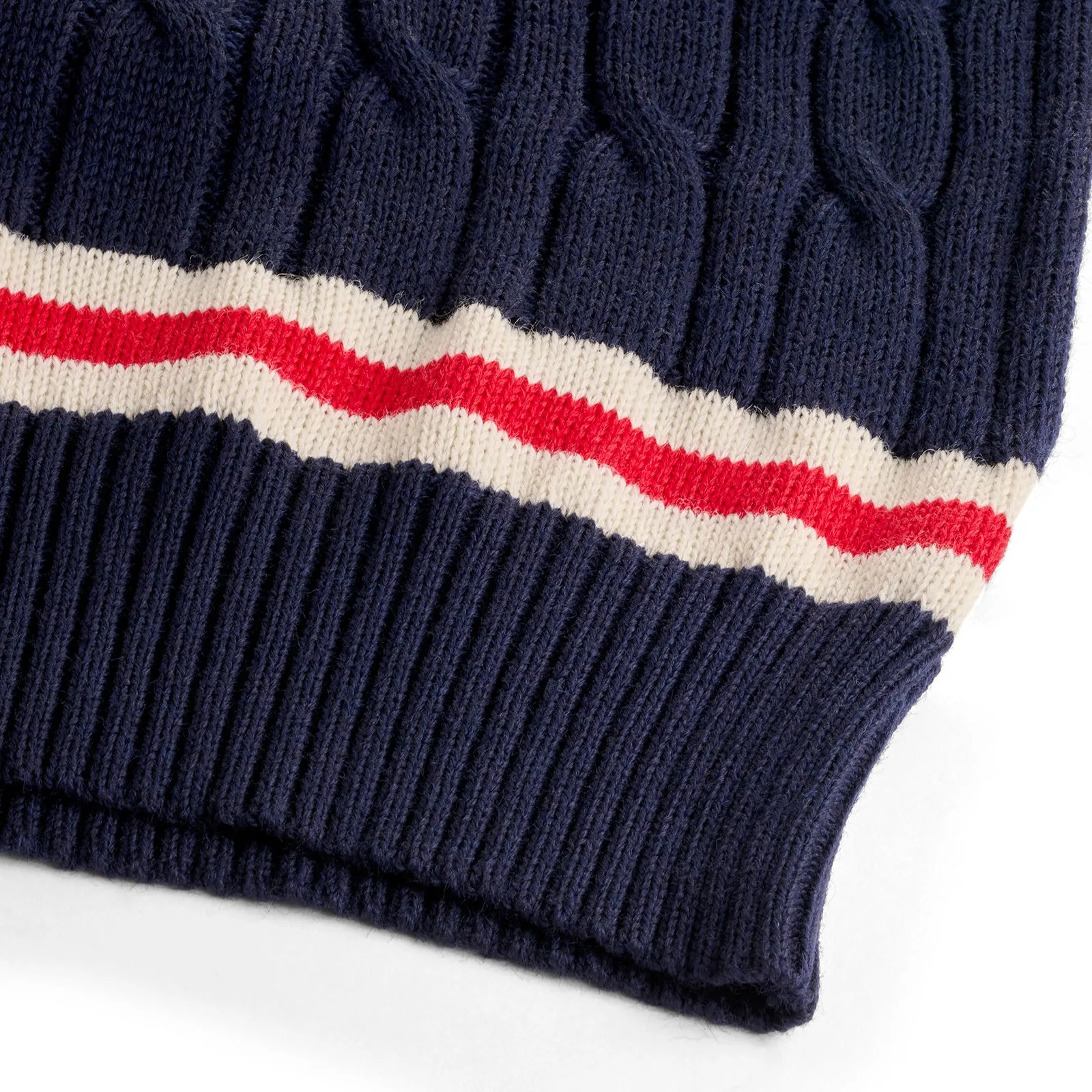 Fox Cricket Club Navy Sweater with Red & White Stripes