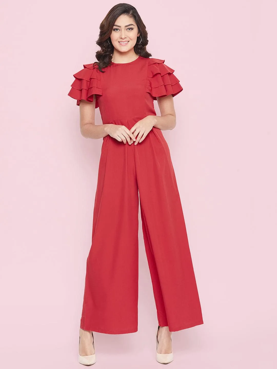 Full Length Ruffled Sleeve Jumpsuit