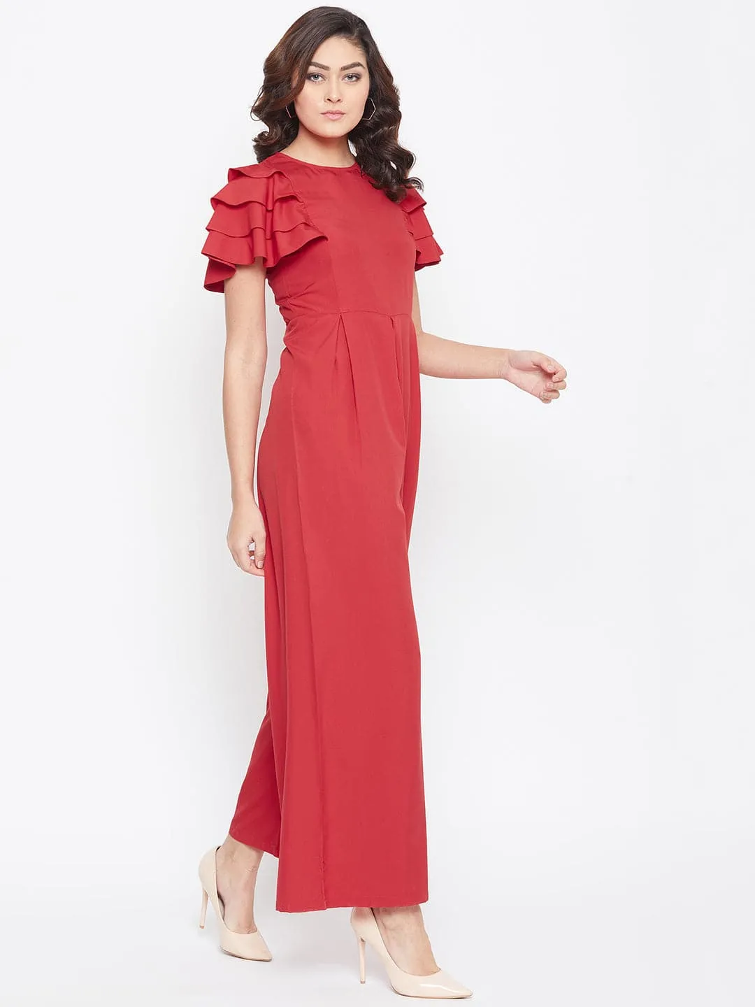 Full Length Ruffled Sleeve Jumpsuit