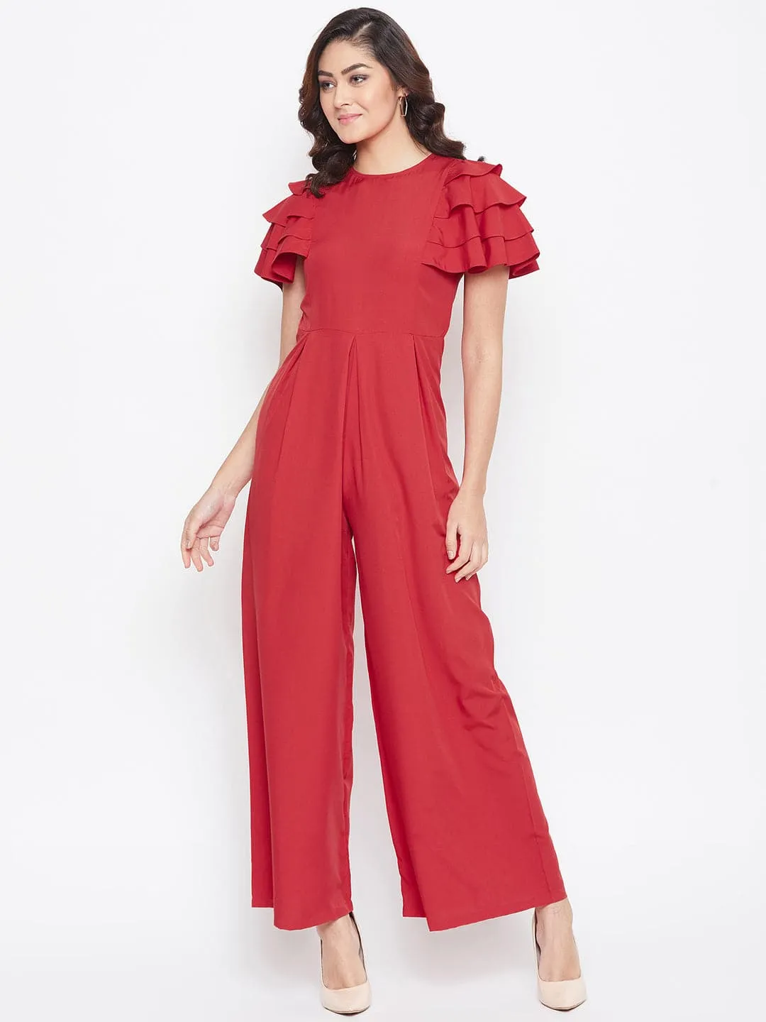 Full Length Ruffled Sleeve Jumpsuit