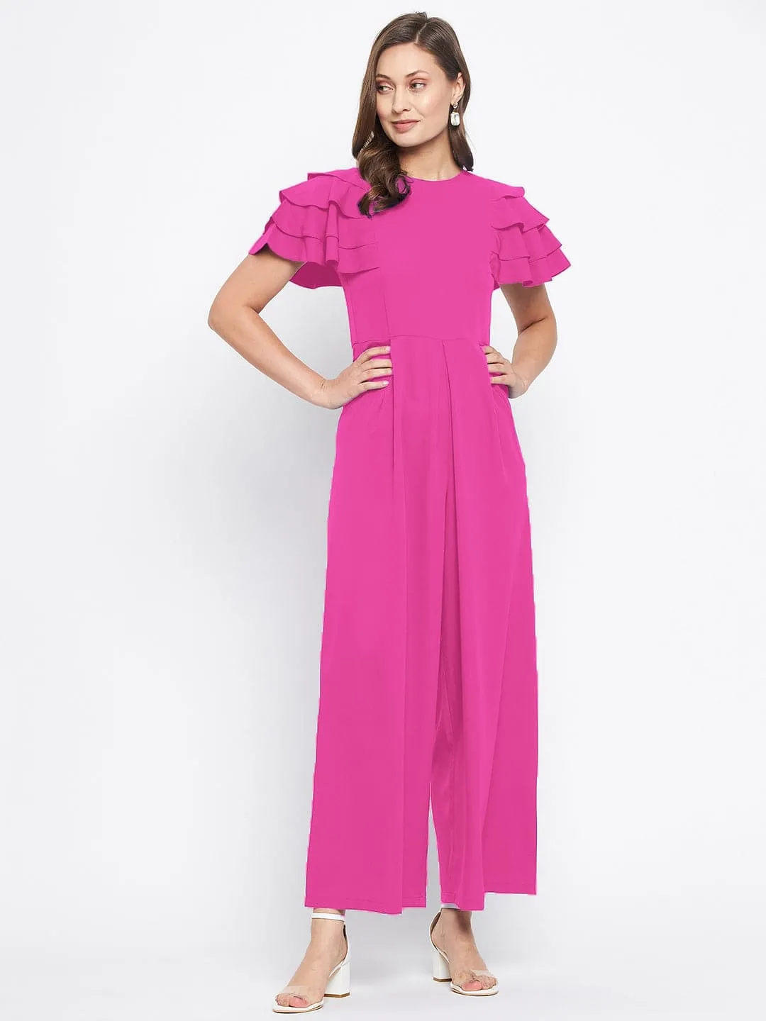 Full Length Ruffled Sleeve Jumpsuit