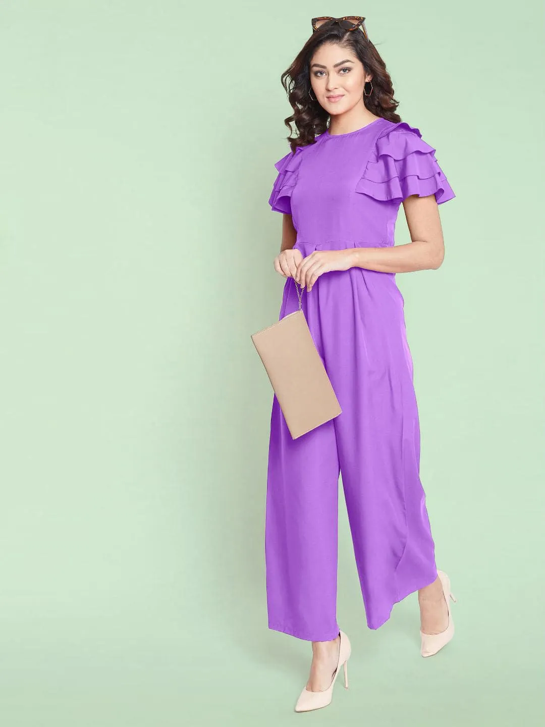 Full Length Ruffled Sleeve Jumpsuit