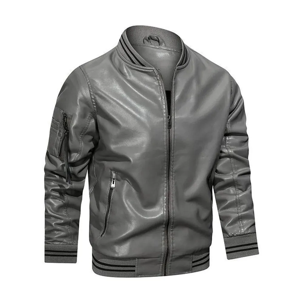 Funki Buys | Jackets | Men's Casual PU Leather Racer Jacket