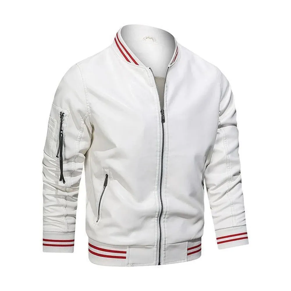 Funki Buys | Jackets | Men's Casual PU Leather Racer Jacket