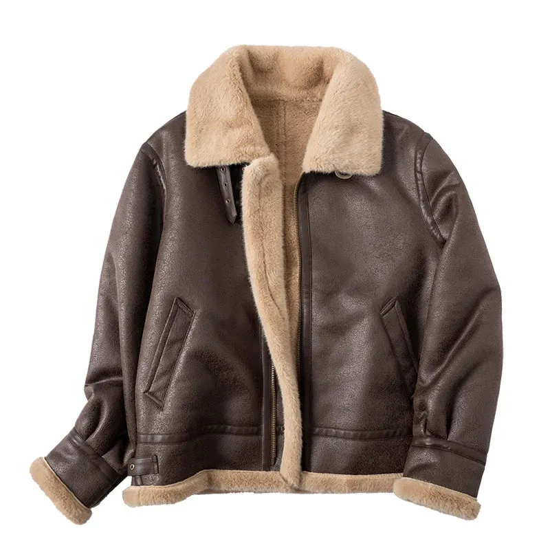 Funki Buys | Jackets | Men's Faux Leather Fleece Winter Jacket