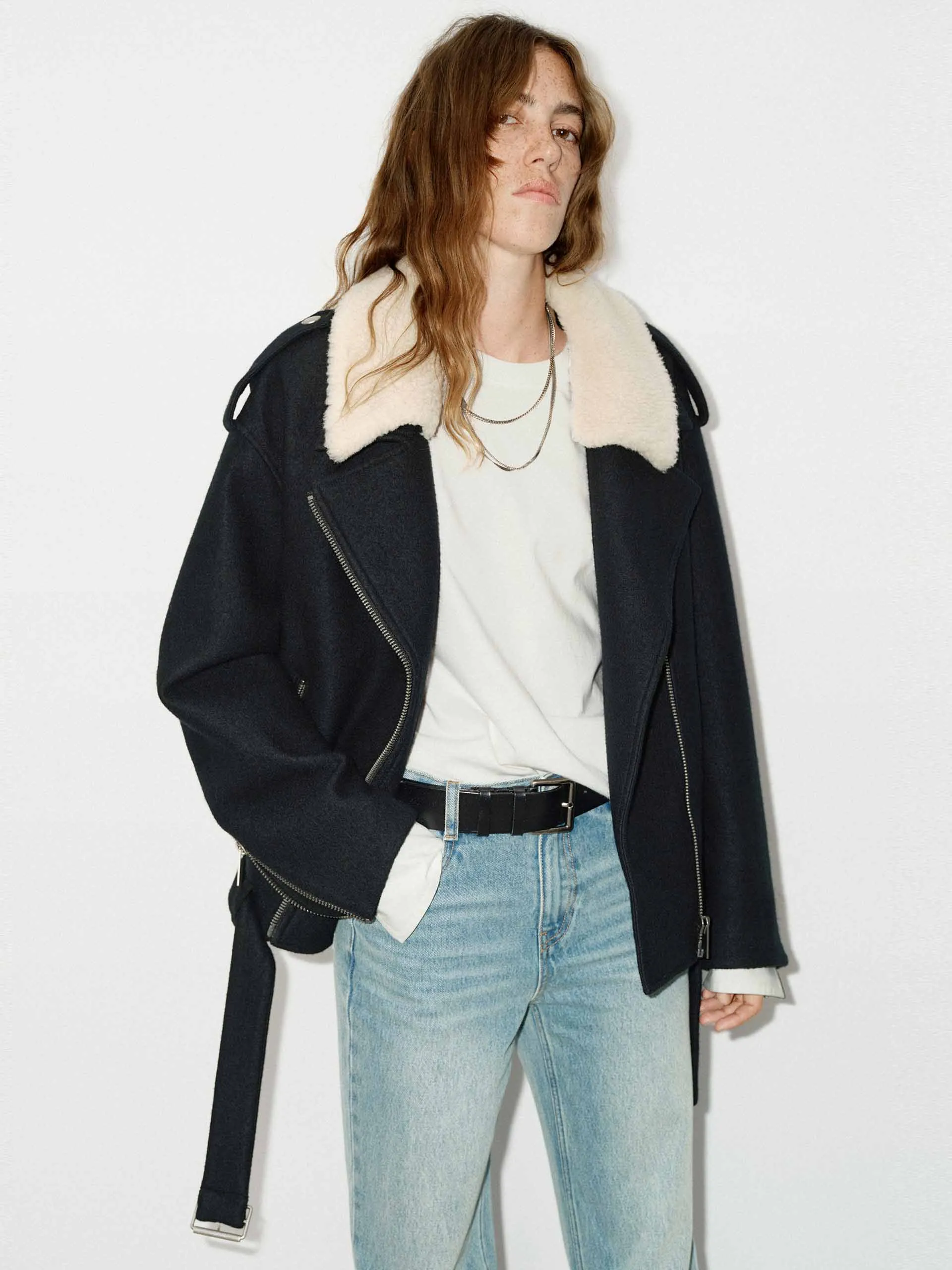 Fur Collar Belted Coat