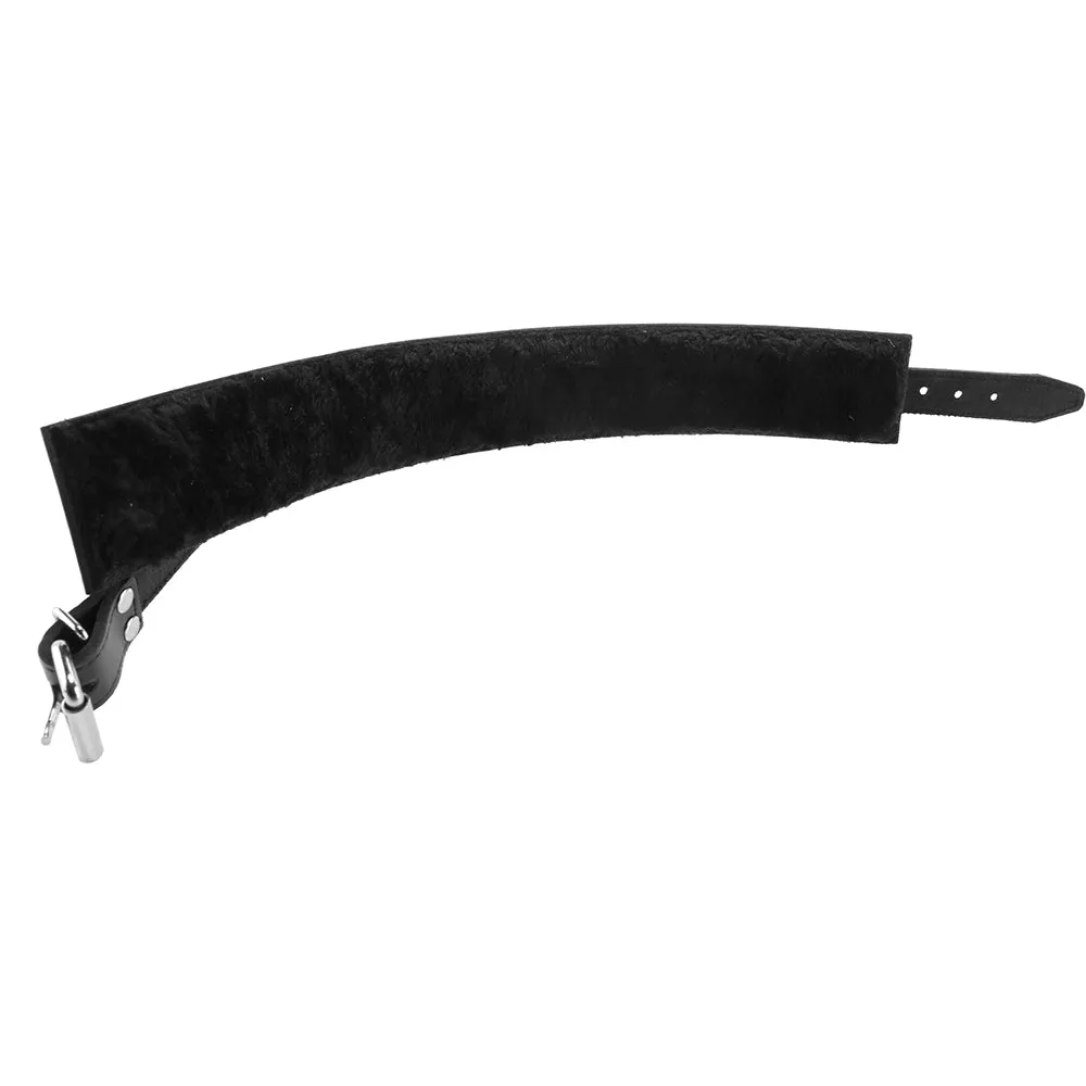 Furry Lined Leather Collar in Black