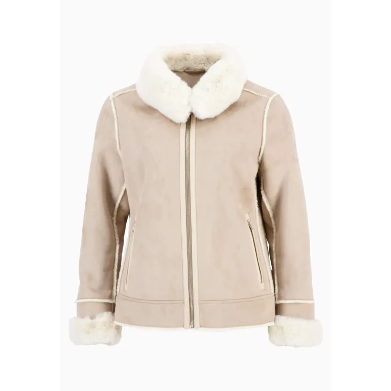 Fynch-Hatton Ladies Nature Biker Jacket Suede and Imitation Fur 23105002