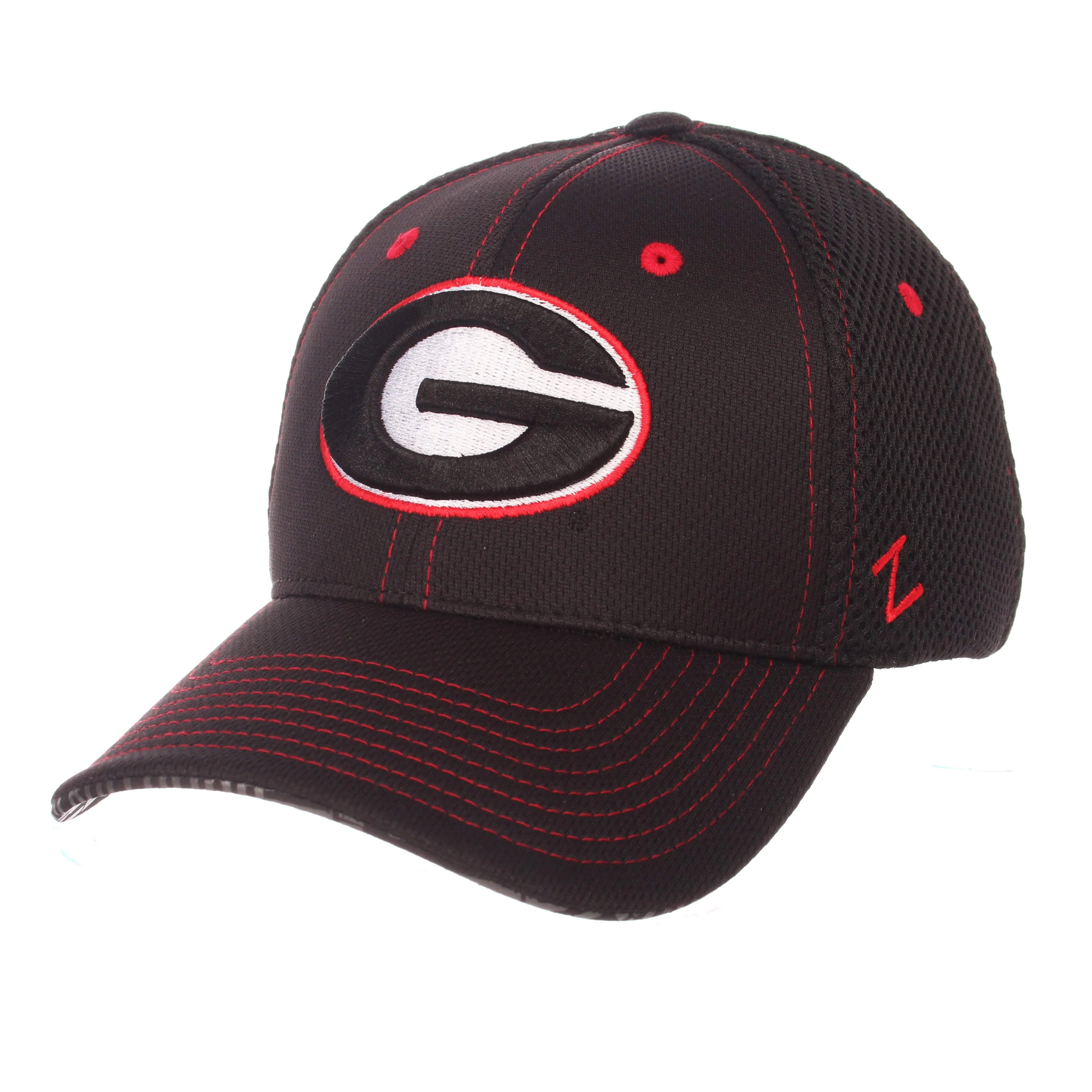 Georgia Bulldogs Zephyr Black "Undertaker" Mesh Stretch Fit Hat Cap (M/L)