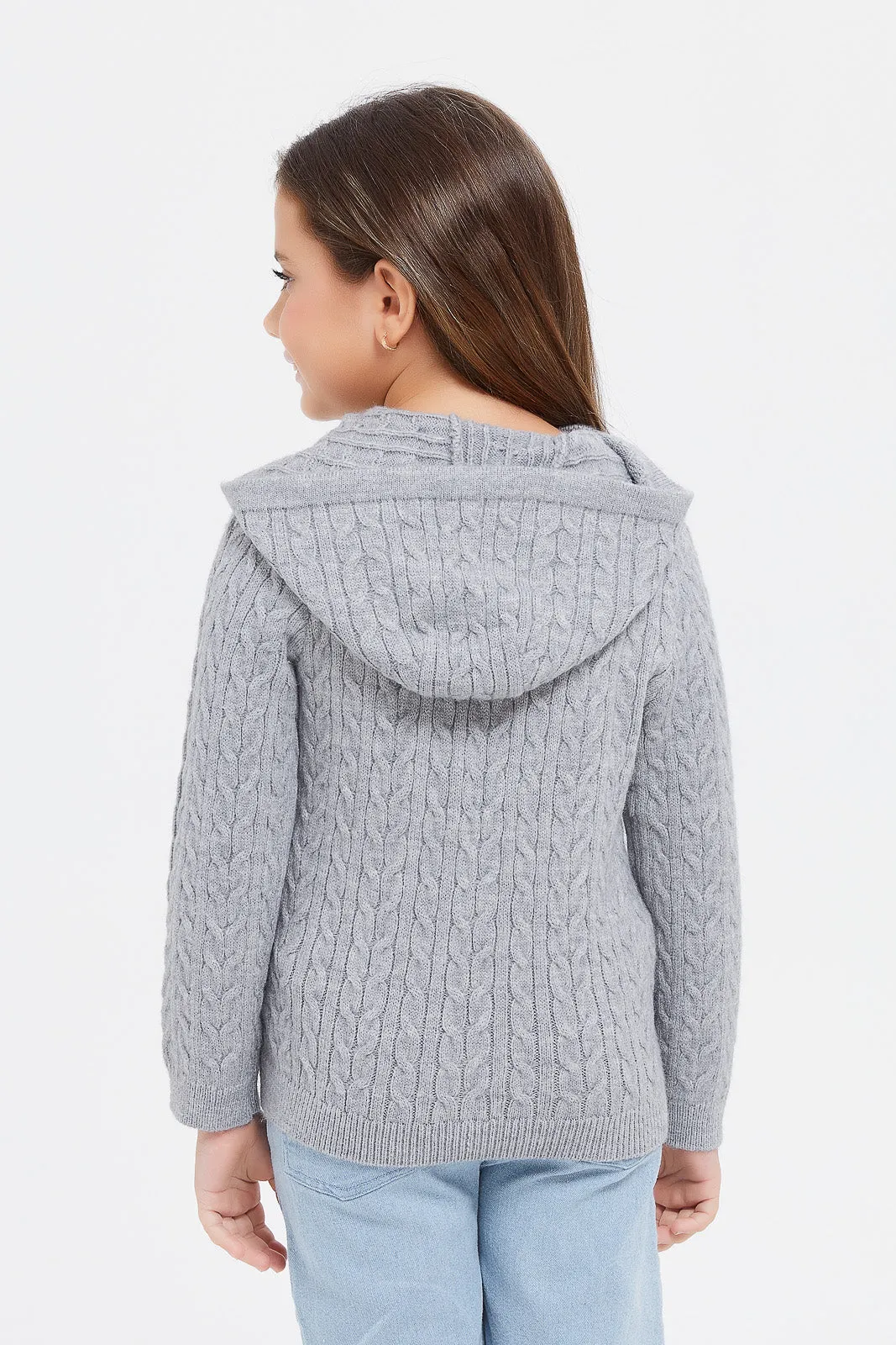 Girls Grey Hooded Pullover