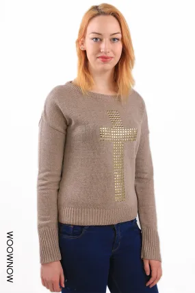 Golden Cross Hi-Lo Knit Jumper