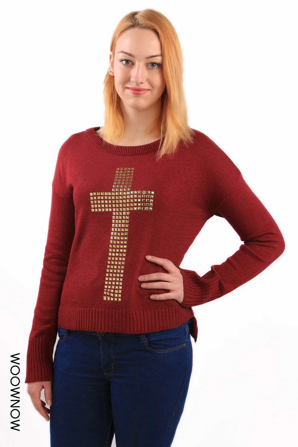 Golden Cross Hi-Lo Knit Jumper