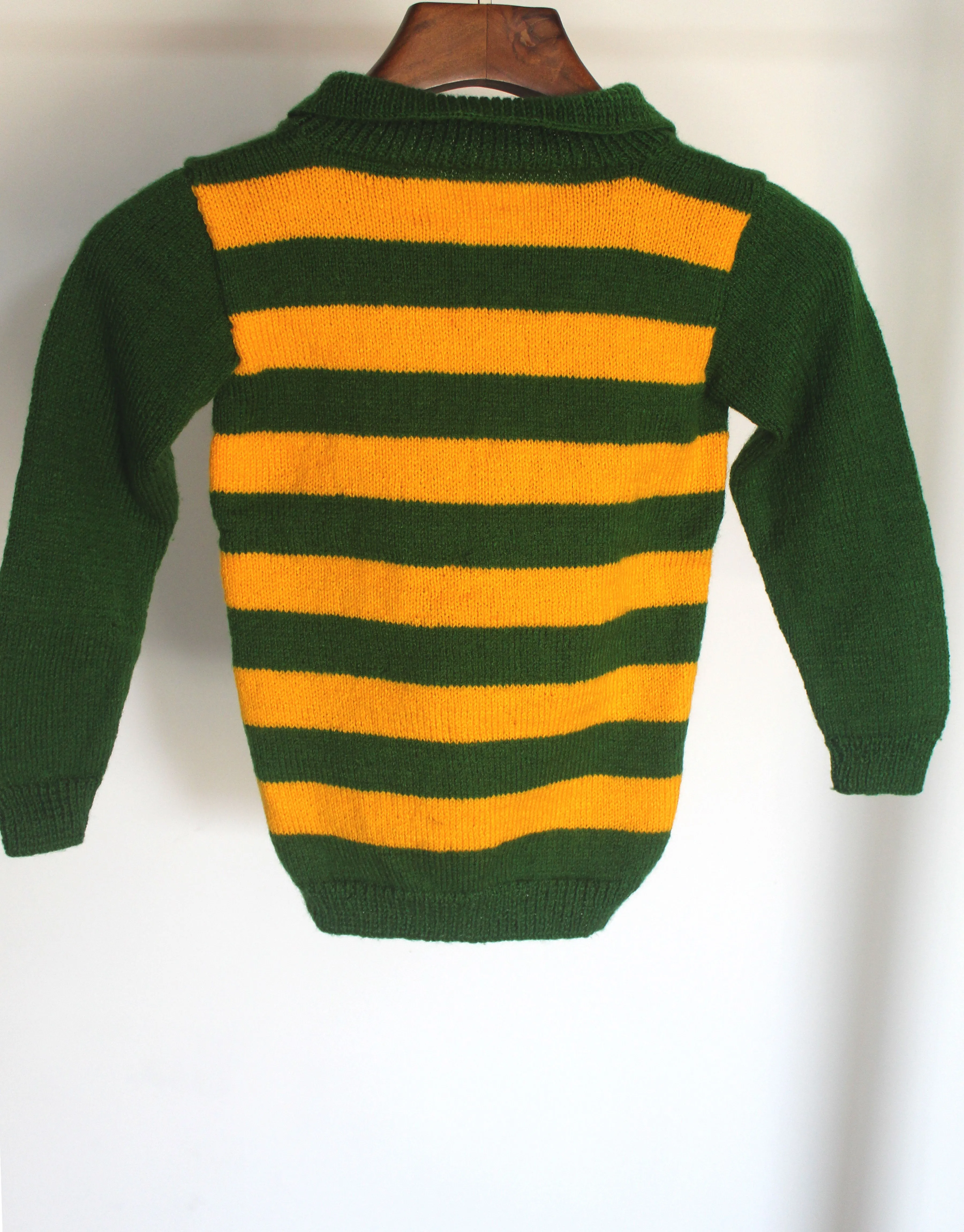 Graminarts Handmade Knitting Full Sleeve T-Shirt Style Pullover For Baby Boy- Fern & Gold