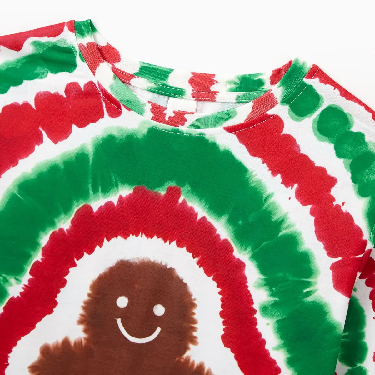 Green and Red Tie Dye Gingerbread Family Pajamas Christmas