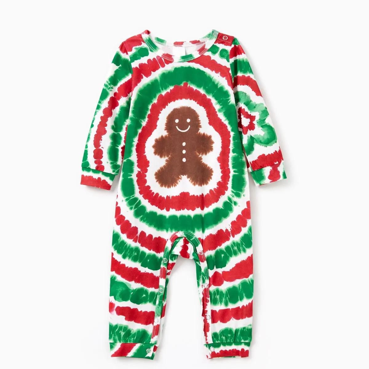 Green and Red Tie Dye Gingerbread Family Pajamas Christmas