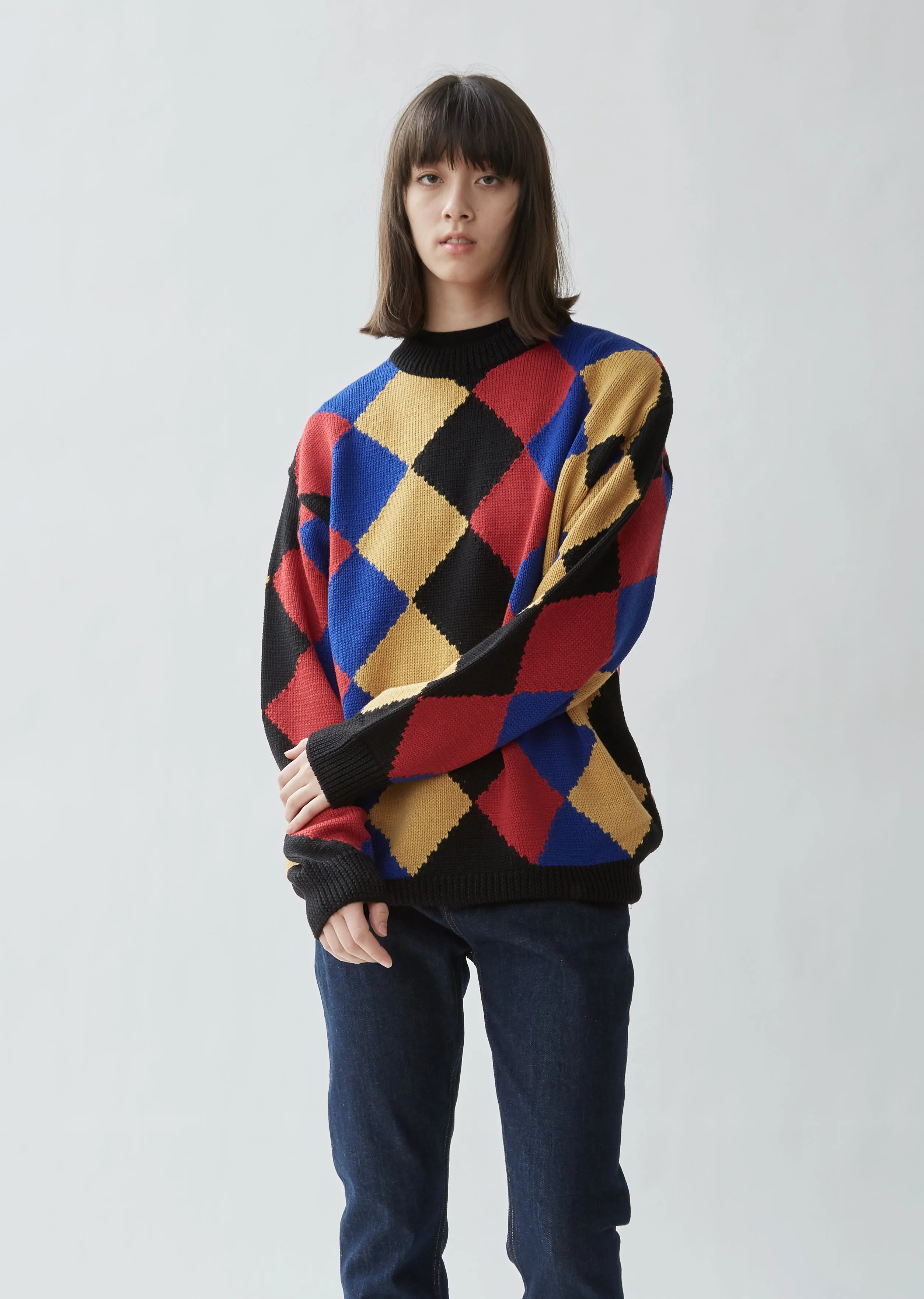 Harlequin Intarsia Knit Jumper