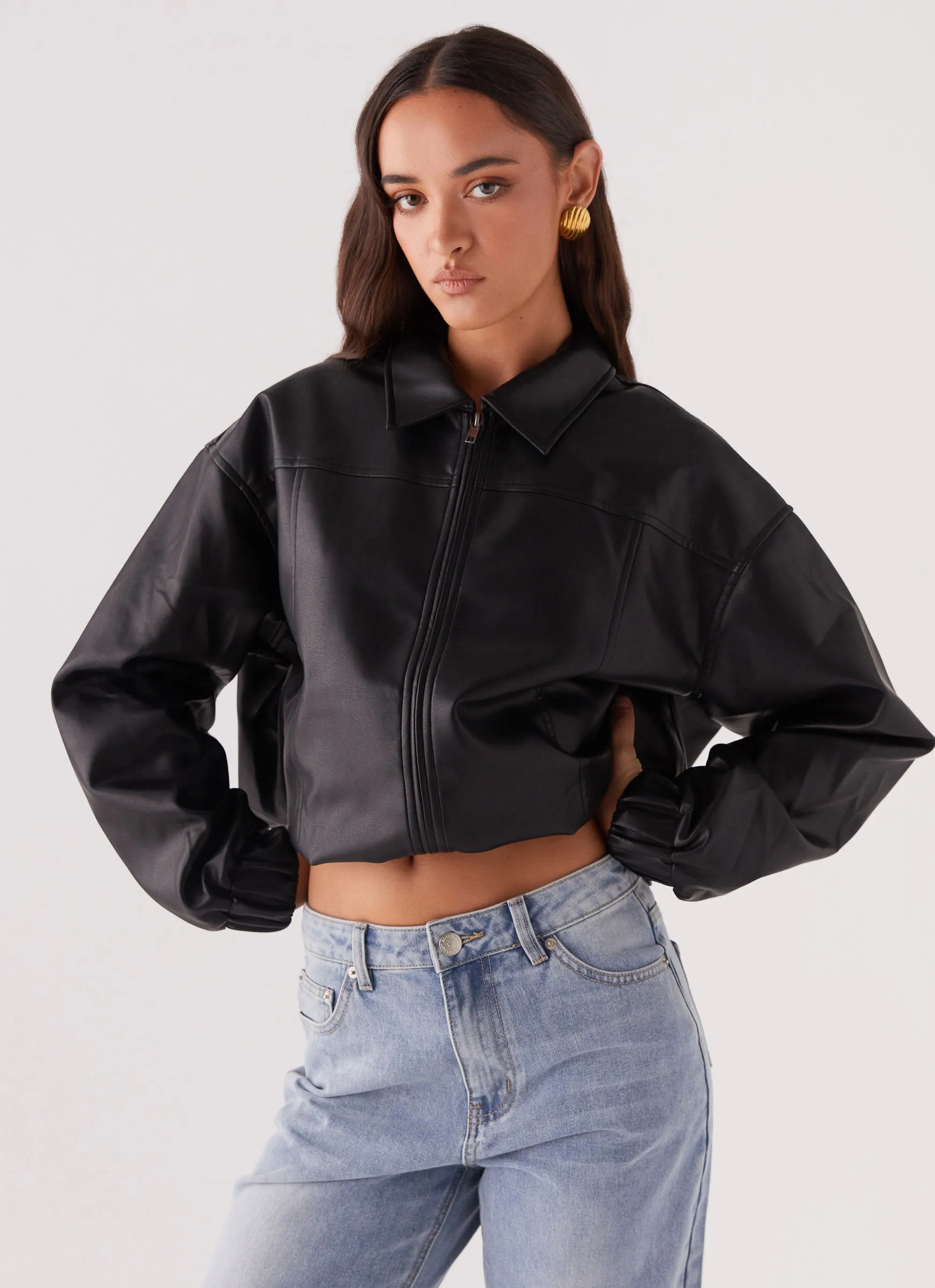 Houghton Oversized Bomber Jacket - Black