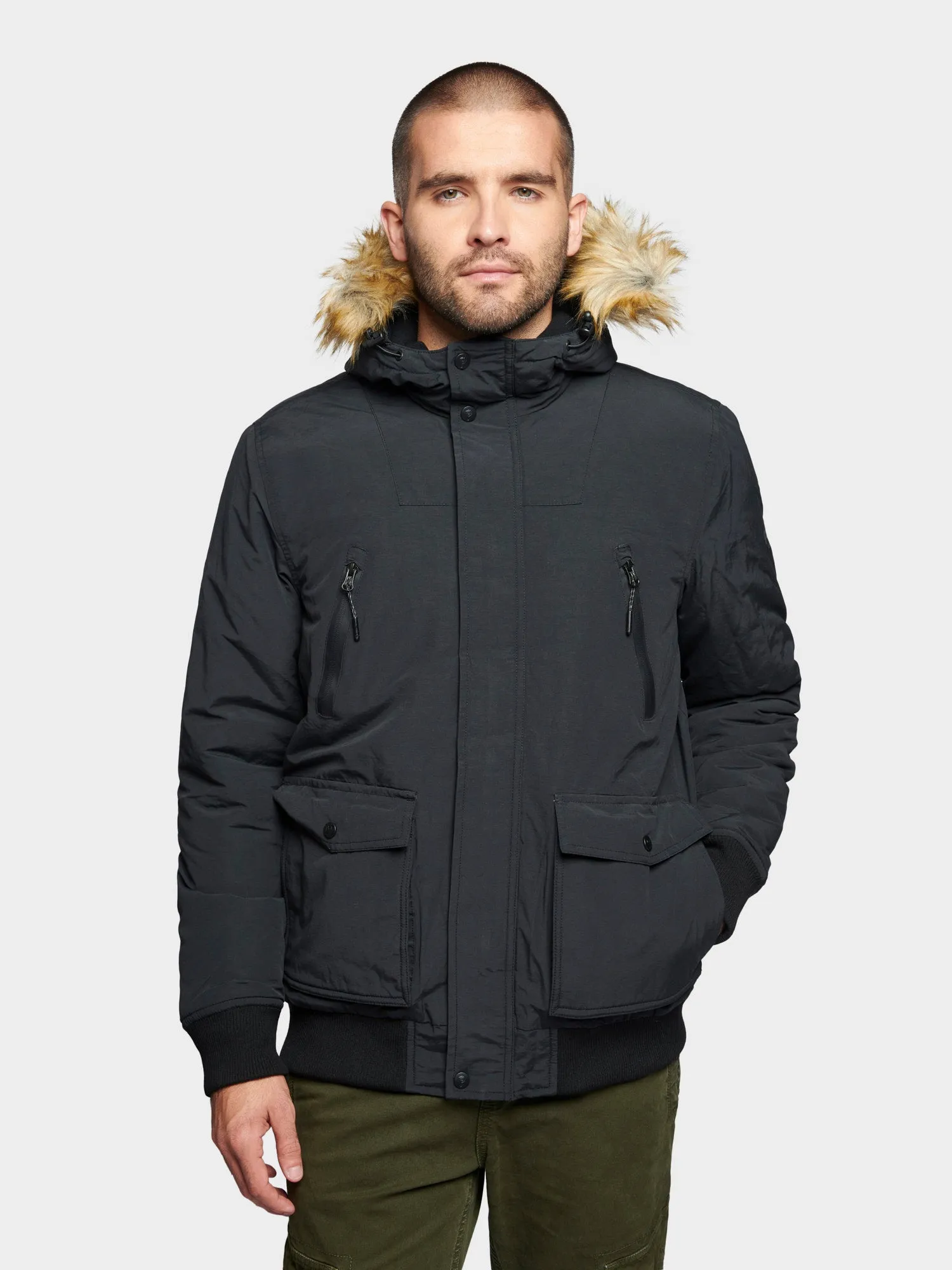 Hudson Script Arctic Bomber Jacket in Black