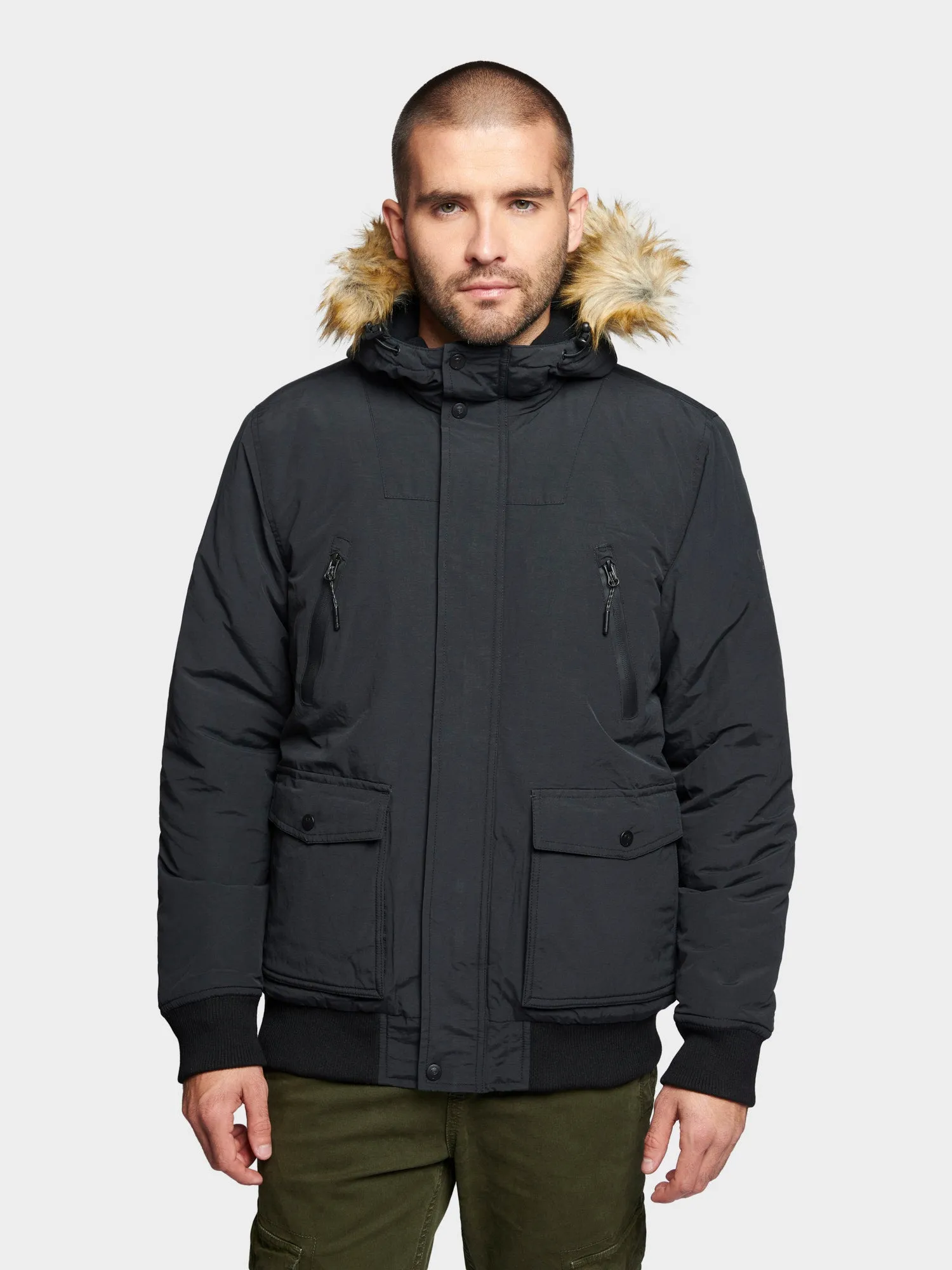 Hudson Script Arctic Bomber Jacket in Black