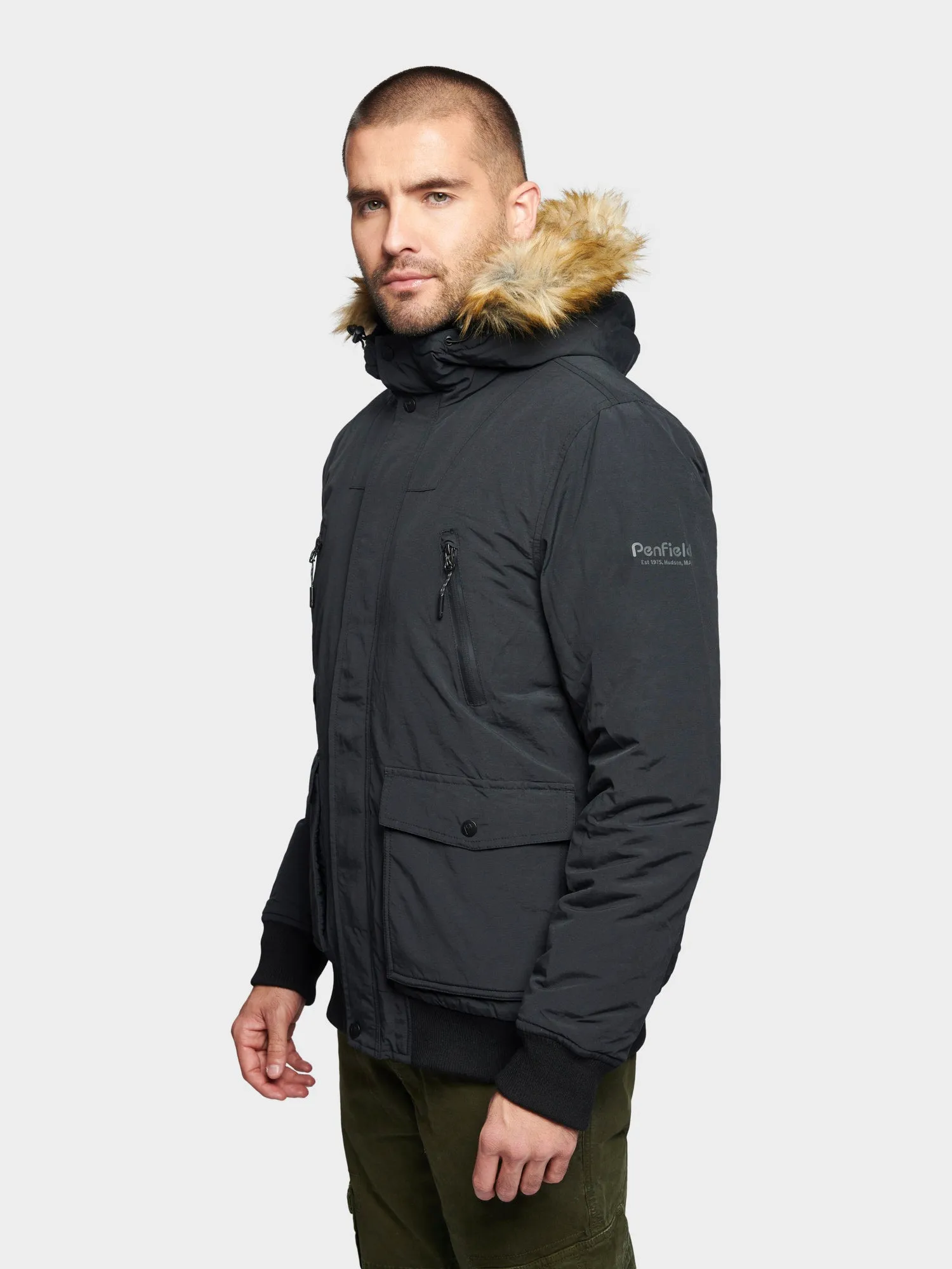 Hudson Script Arctic Bomber Jacket in Black