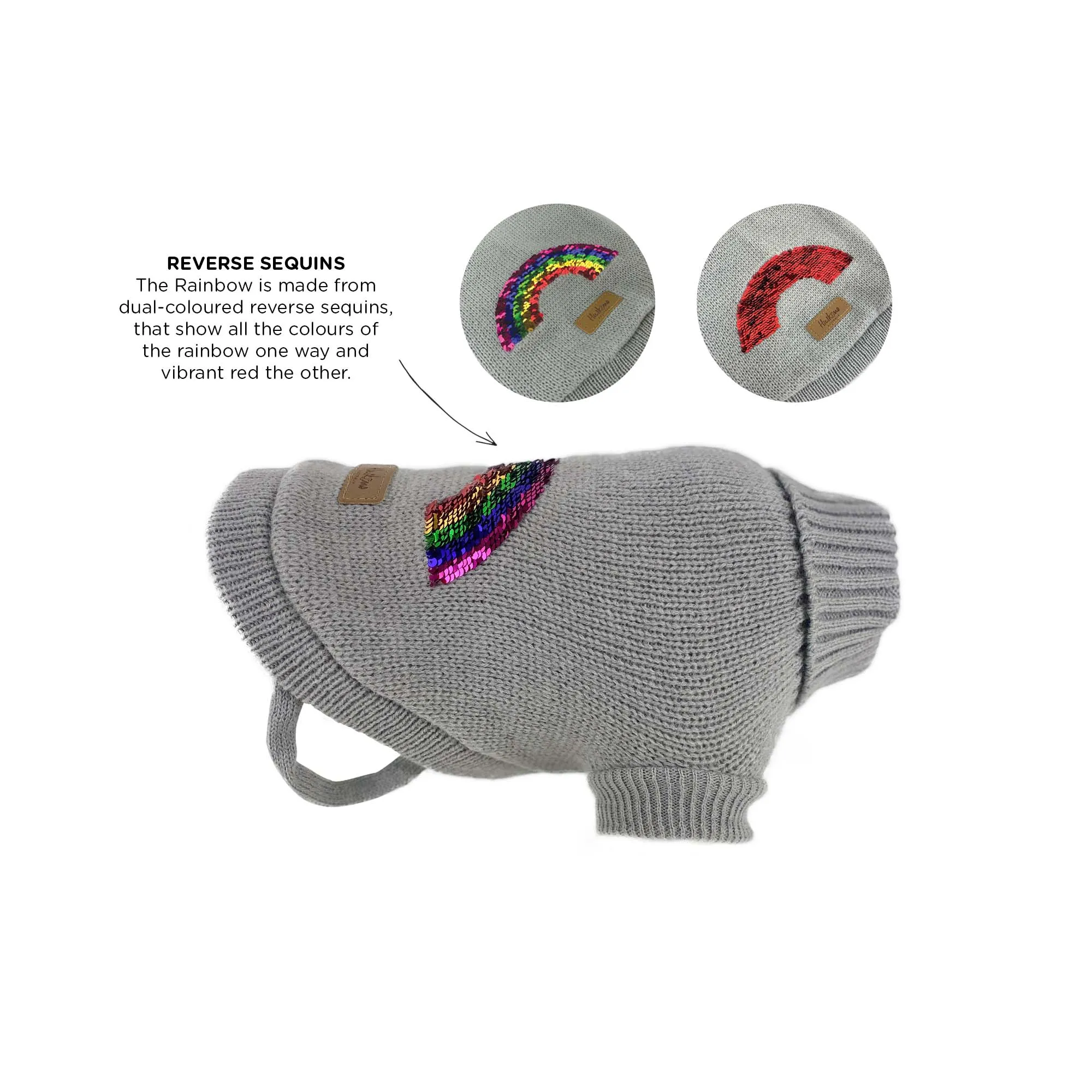 Huskimo Rainbow Dog Jumper Grey 46cm Medium***