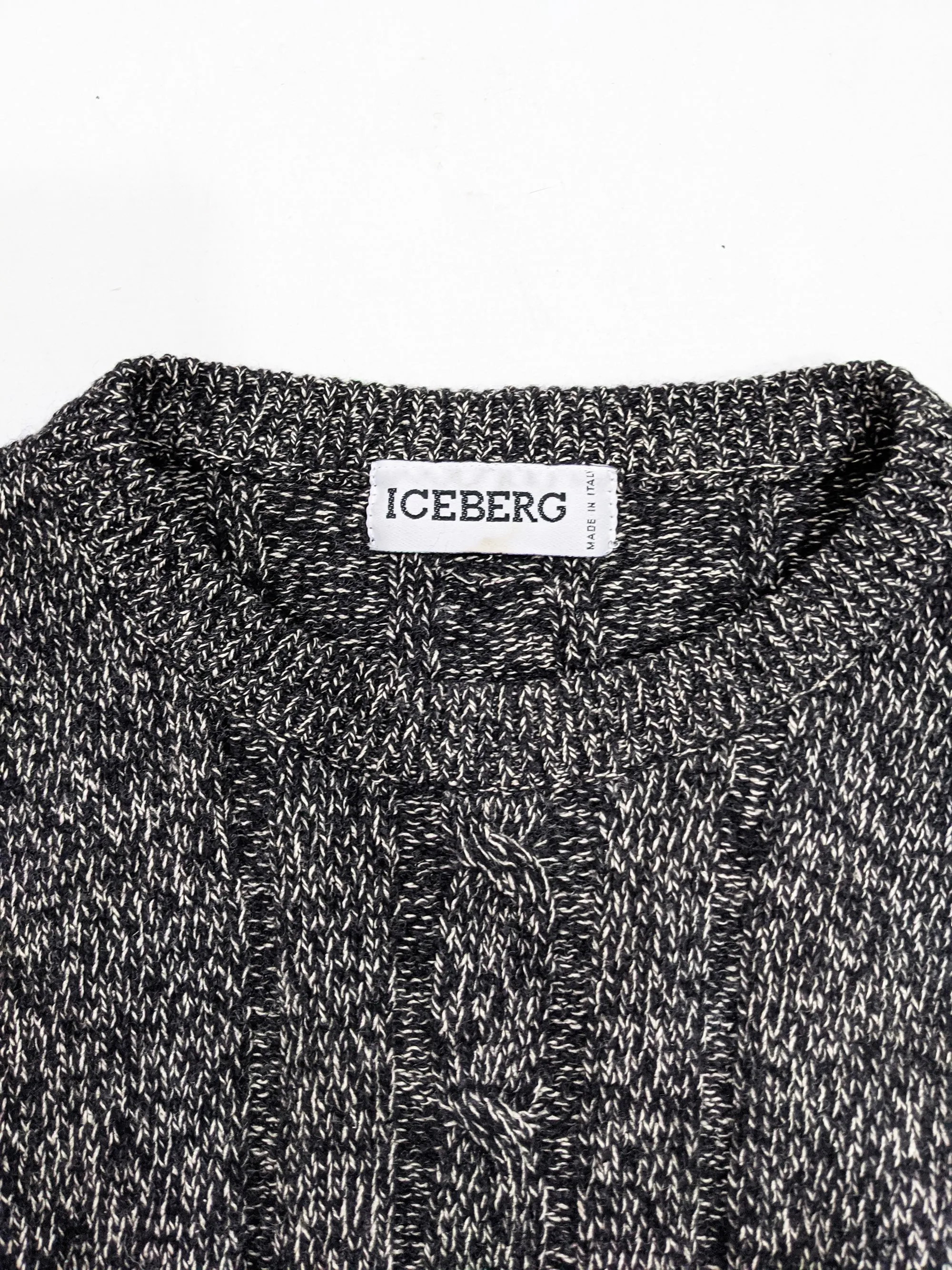 Iceberg Vintage Mens Grey & Blue Marl Pullover Jumper, 1990s