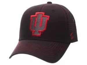 Indiana Hoosiers Zephyr Black Mesh Blackout Trucker Adjustable Snapback Hat Cap