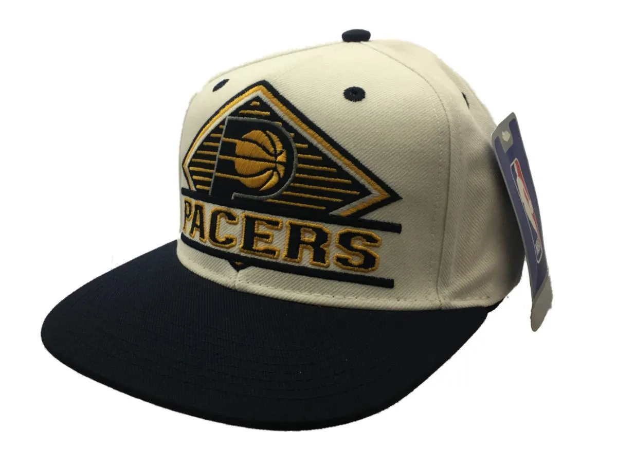 Indiana Pacers Adidas White & Navy Adj. Structured Snapback Flat Bill Hat Cap