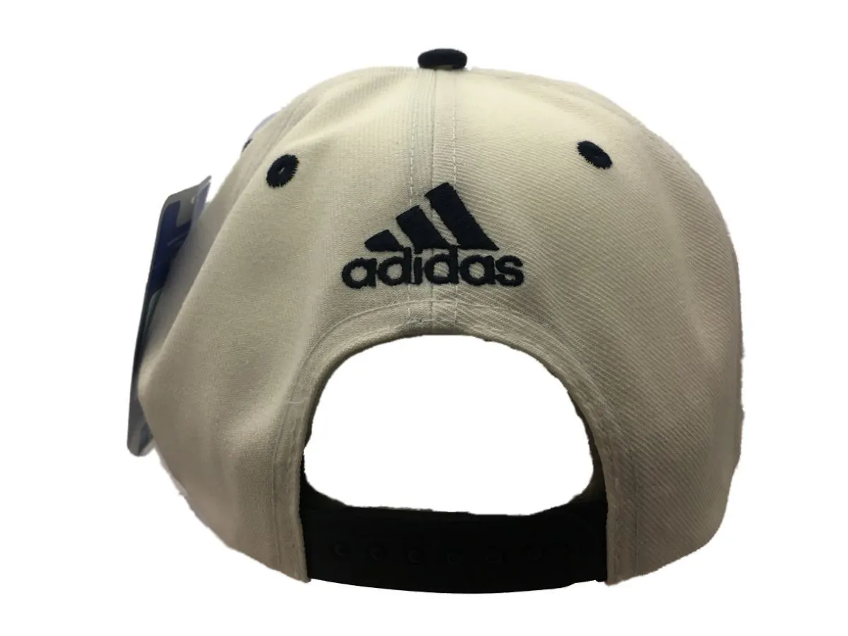 Indiana Pacers Adidas White & Navy Adj. Structured Snapback Flat Bill Hat Cap