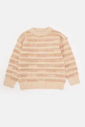 Infant Boys Brown Jacquard  Pullover