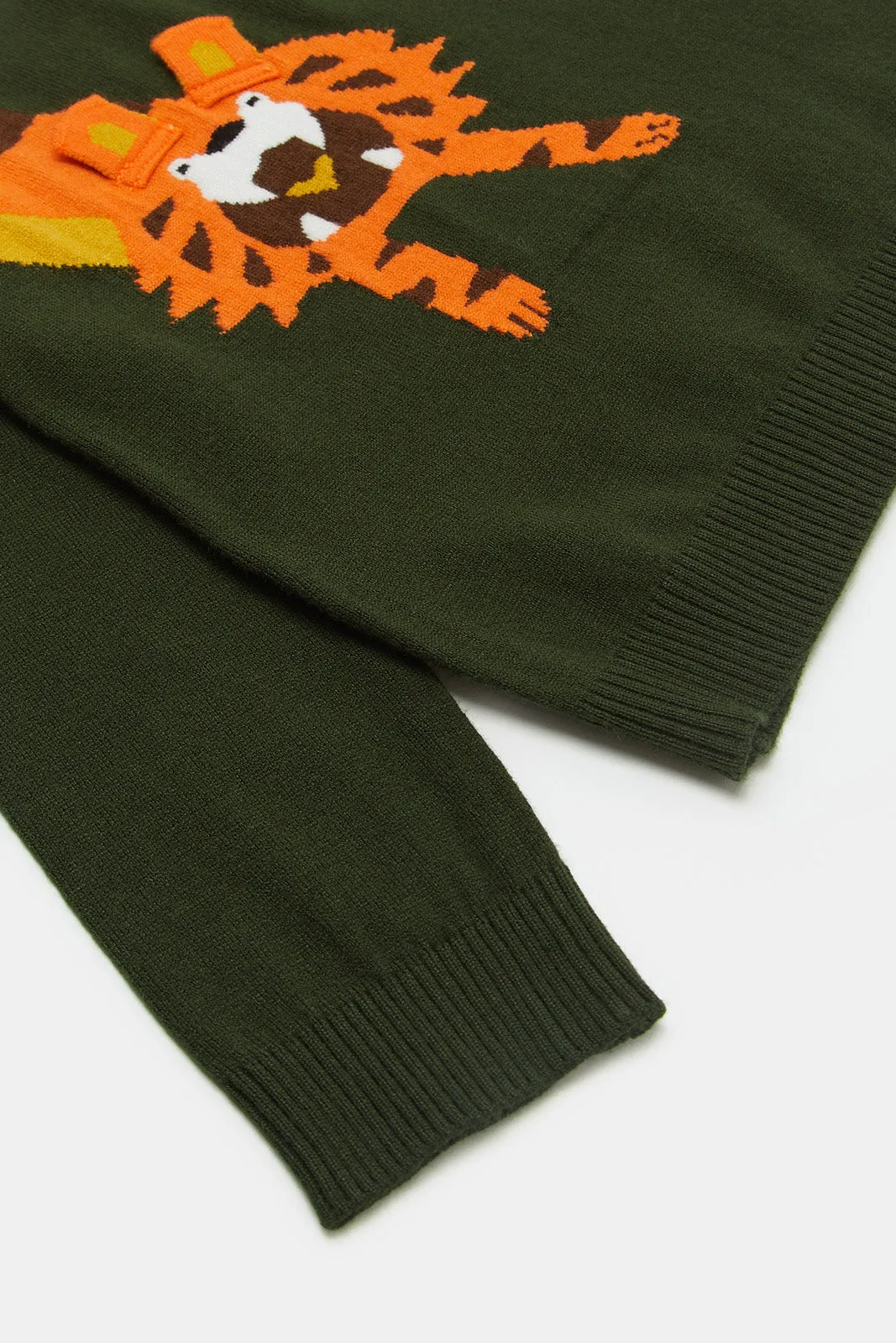 Infant Boys Green Lion Crew Pullover