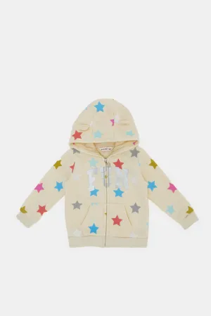 Infant Girls Cream Hooded Sweatshirt