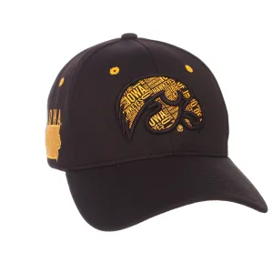 Iowa Hawkeyes Zephyr Black "Rambler" Structured Stretch Fit Hat Cap (M/L)