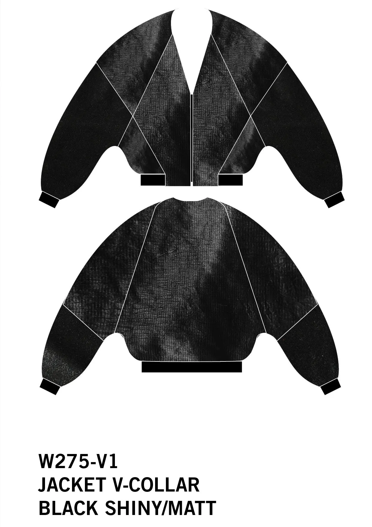 JACKET V-COLLAR - black shiny/matt