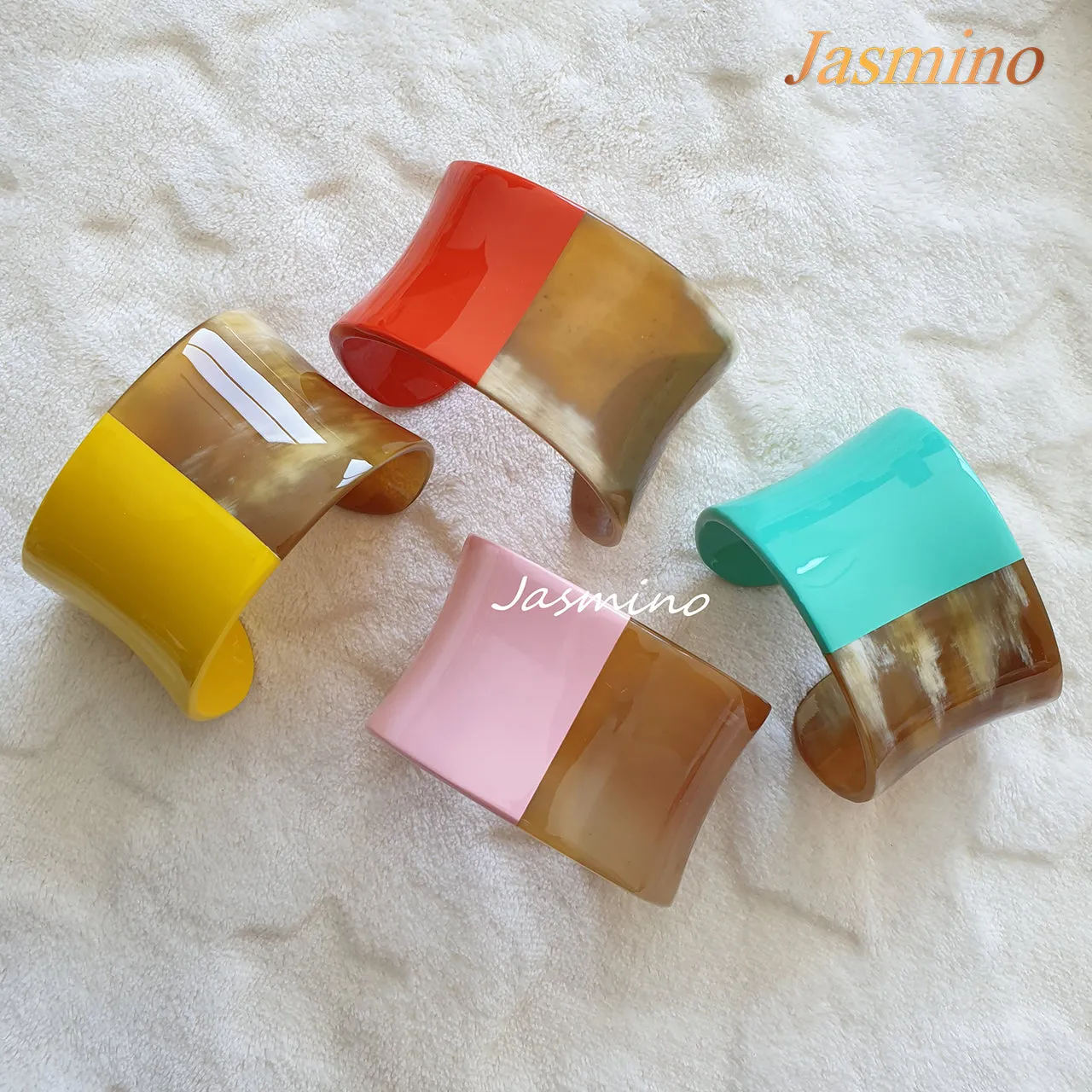 Jasmino Unique Minimalist Cuff Thick Open Bangle Bracelet Made By Natural Buffalo Horn