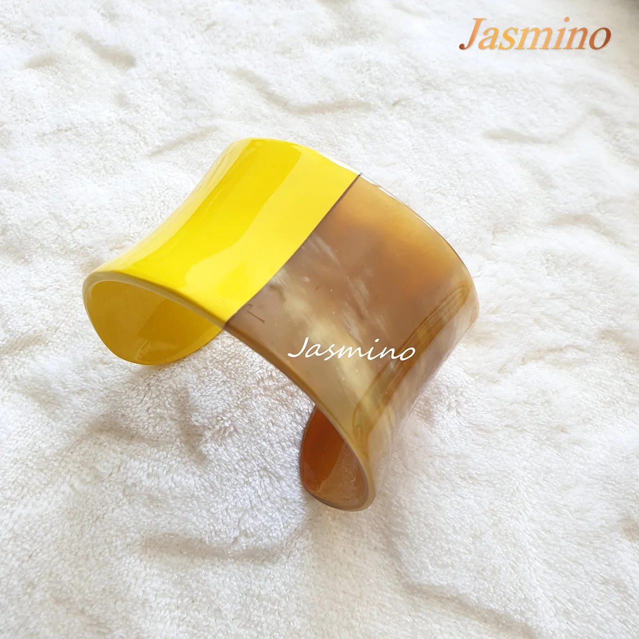 Jasmino Unique Minimalist Cuff Thick Open Bangle Bracelet Made By Natural Buffalo Horn