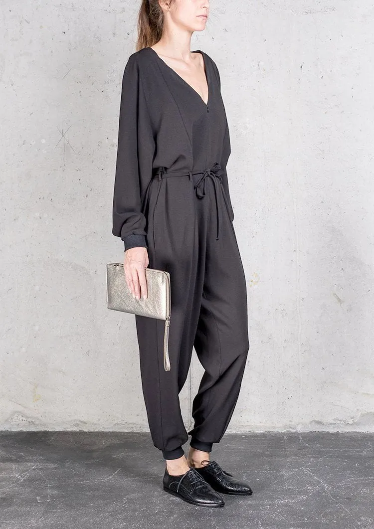 JUMPSUIT LONG OVERSIZED - HEAVY DRAPING black