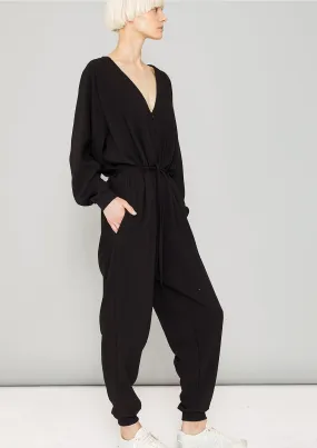 JUMPSUIT LONG OVERSIZED - HEAVY DRAPING black