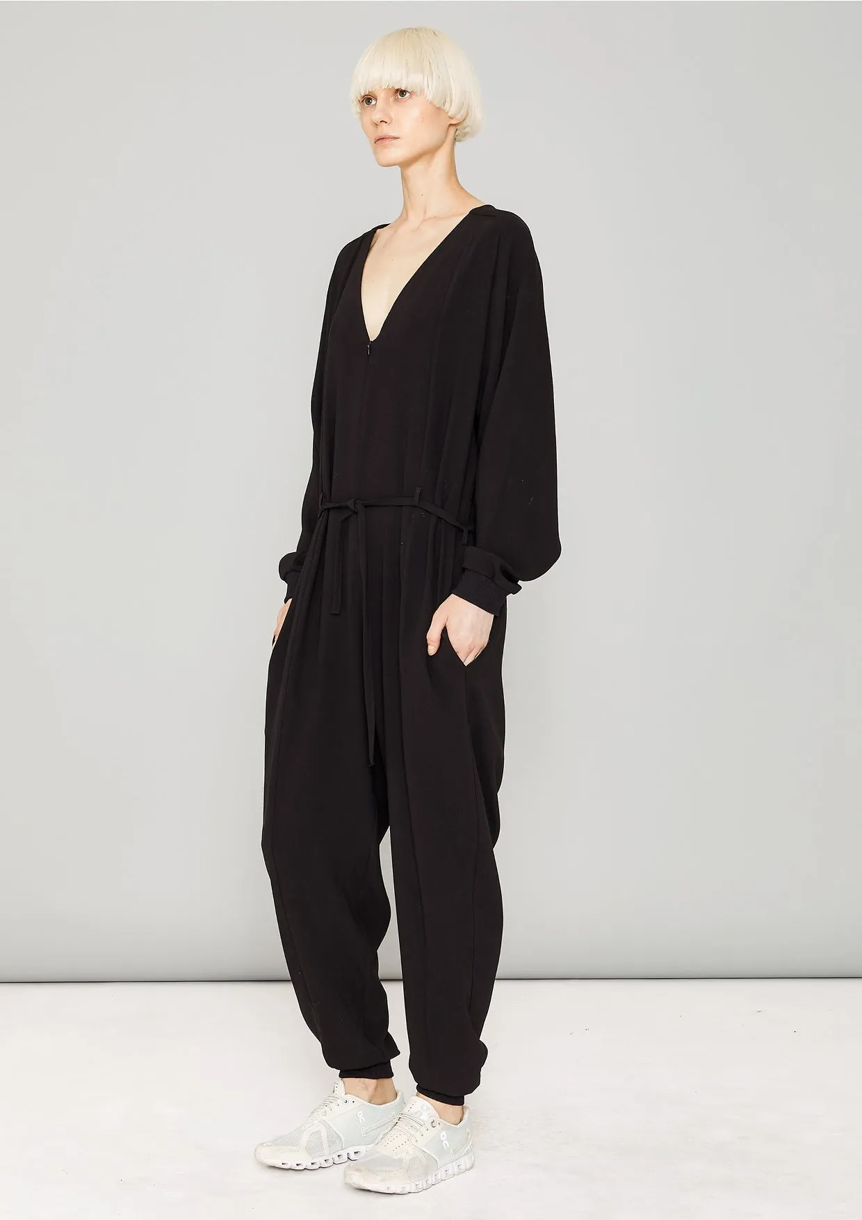 JUMPSUIT LONG OVERSIZED - HEAVY DRAPING black