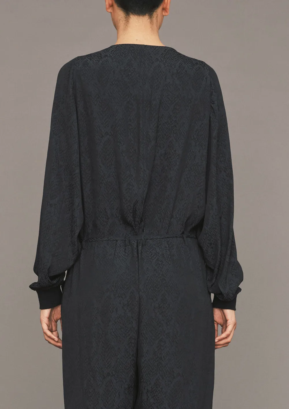 JUMPSUIT LONG OVERSIZED - JACQUARD SATIN black snake