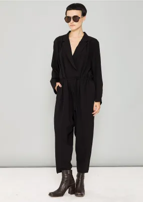 JUMPSUIT REVERS LONG - HEAVY DRAPING black