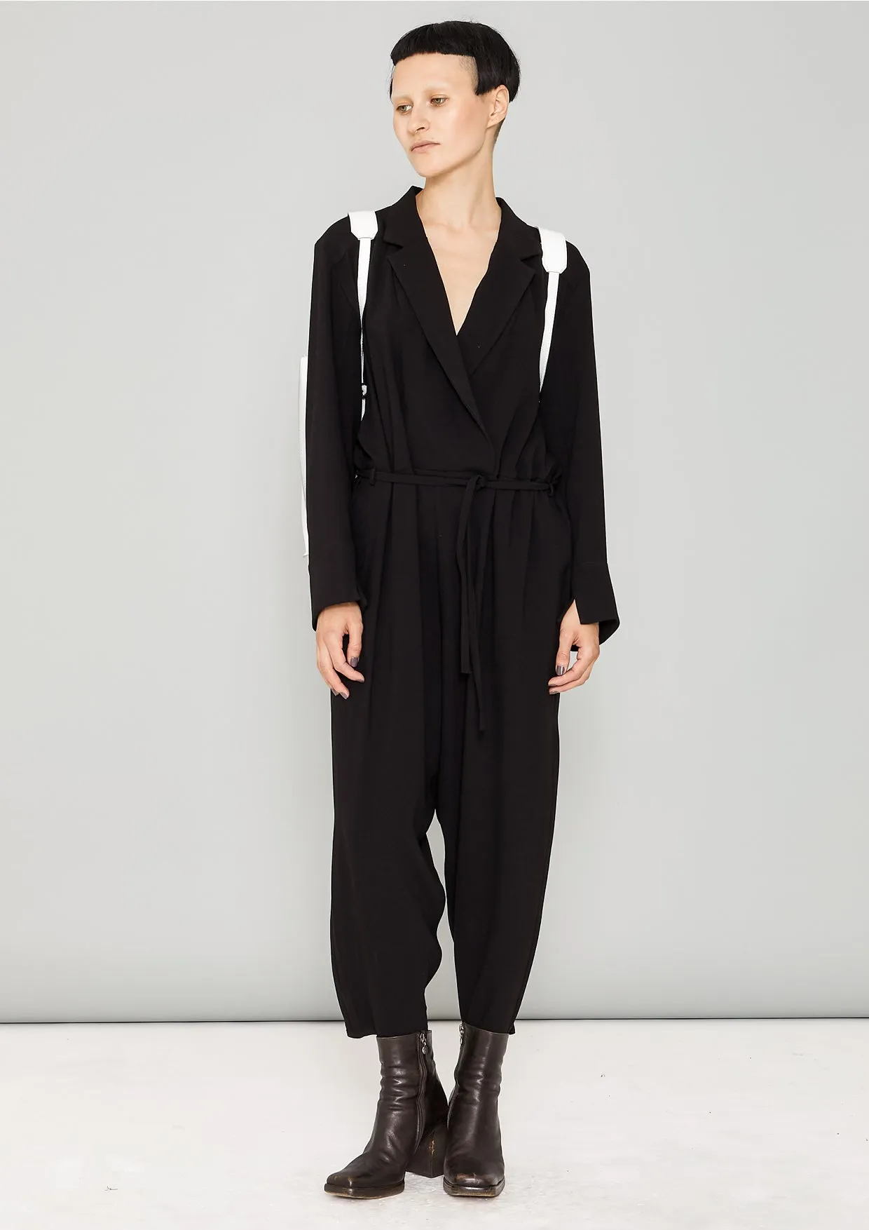 JUMPSUIT REVERS LONG - HEAVY DRAPING black