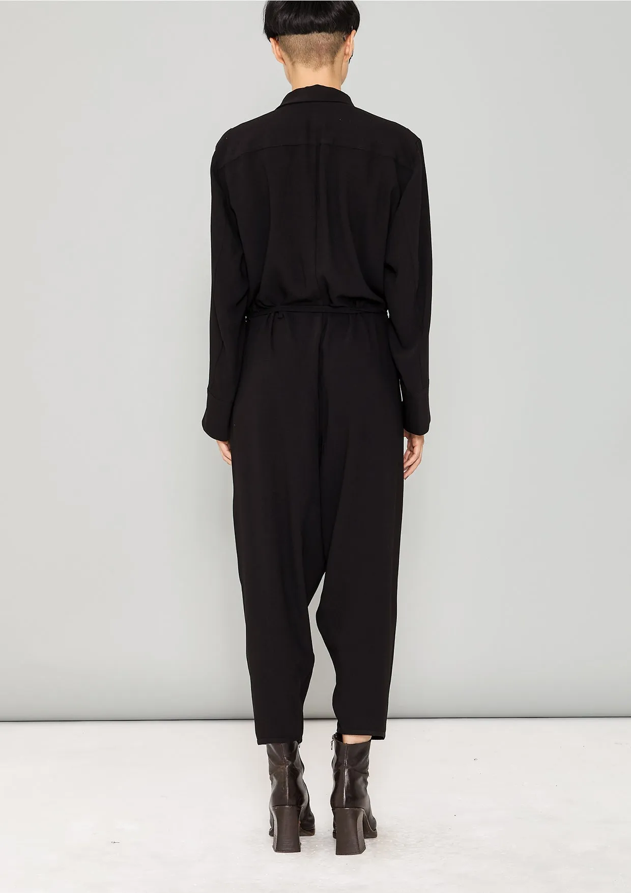 JUMPSUIT REVERS LONG - HEAVY DRAPING black