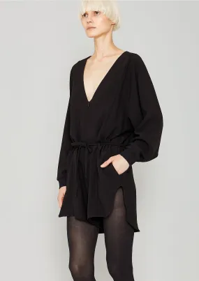 JUMPSUIT SHORT OVERSIZED -  HEAVY DRAPING black