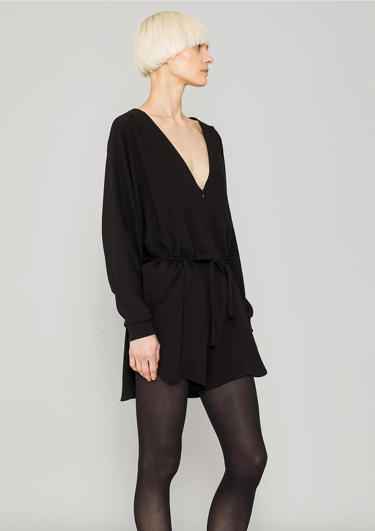 JUMPSUIT SHORT OVERSIZED -  HEAVY DRAPING black