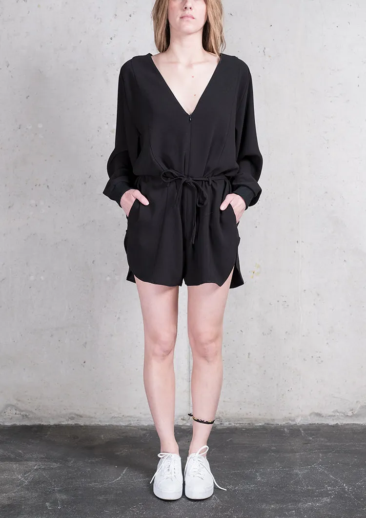 JUMPSUIT SHORT OVERSIZED -  HEAVY DRAPING black