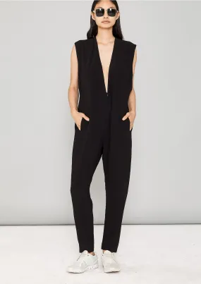 JUMPSUIT SLEEVELESS - HEAVY DRAPING black