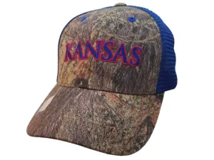 Kansas Jayhawks Captivating Headgear Mossy Oak Brush Mesh Snapback Hat Cap